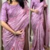 Cut Work Visca Slub Silk Saree