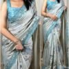 Cut Work Visca Slub Silk Saree