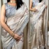 Cut Work Visca Slub Silk Saree