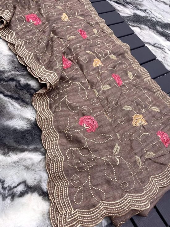 Kashmiri Katha Work Aair Silk