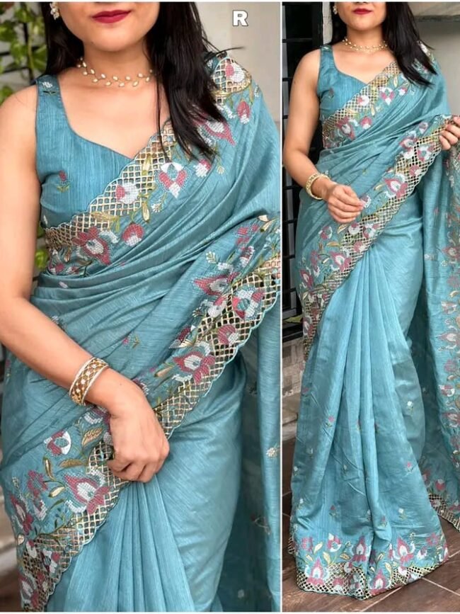 Matka Silk cutwork saree