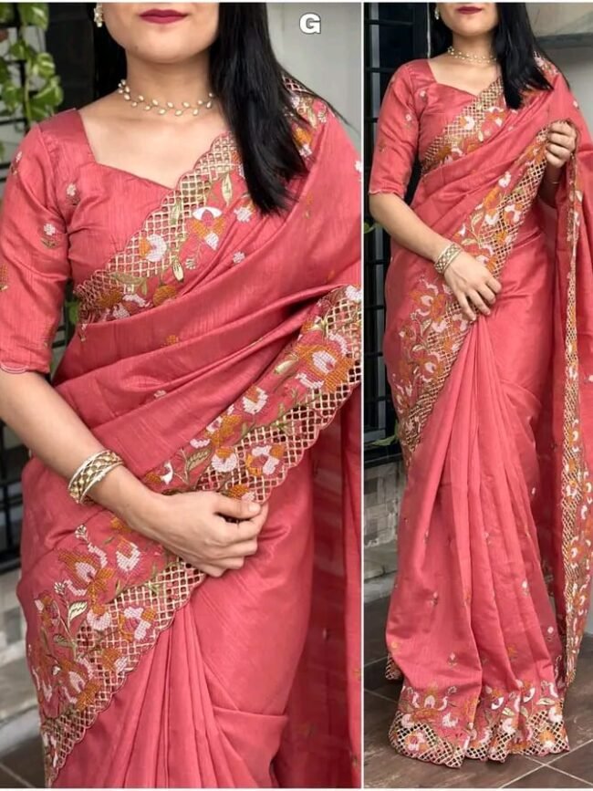 Matka Silk cutwork saree