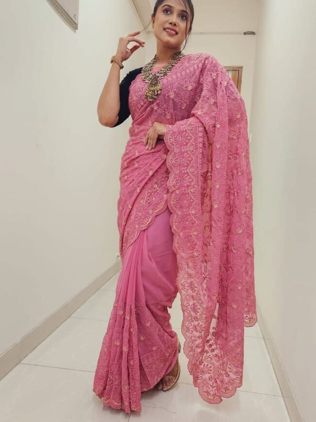 Georgette Sarees with embroidery work