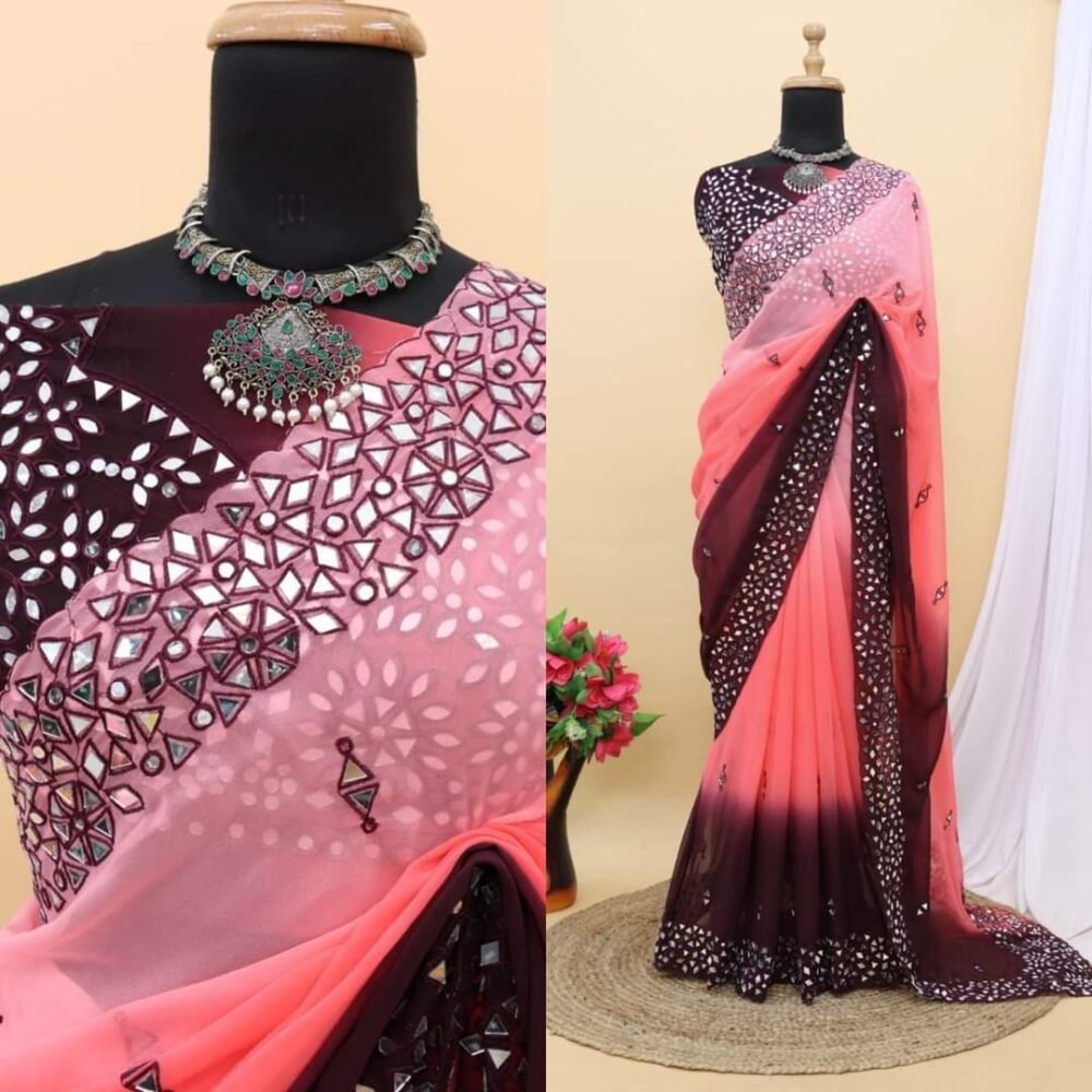 Georgette with mirror work Saree