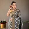 Pure linen cotton saree