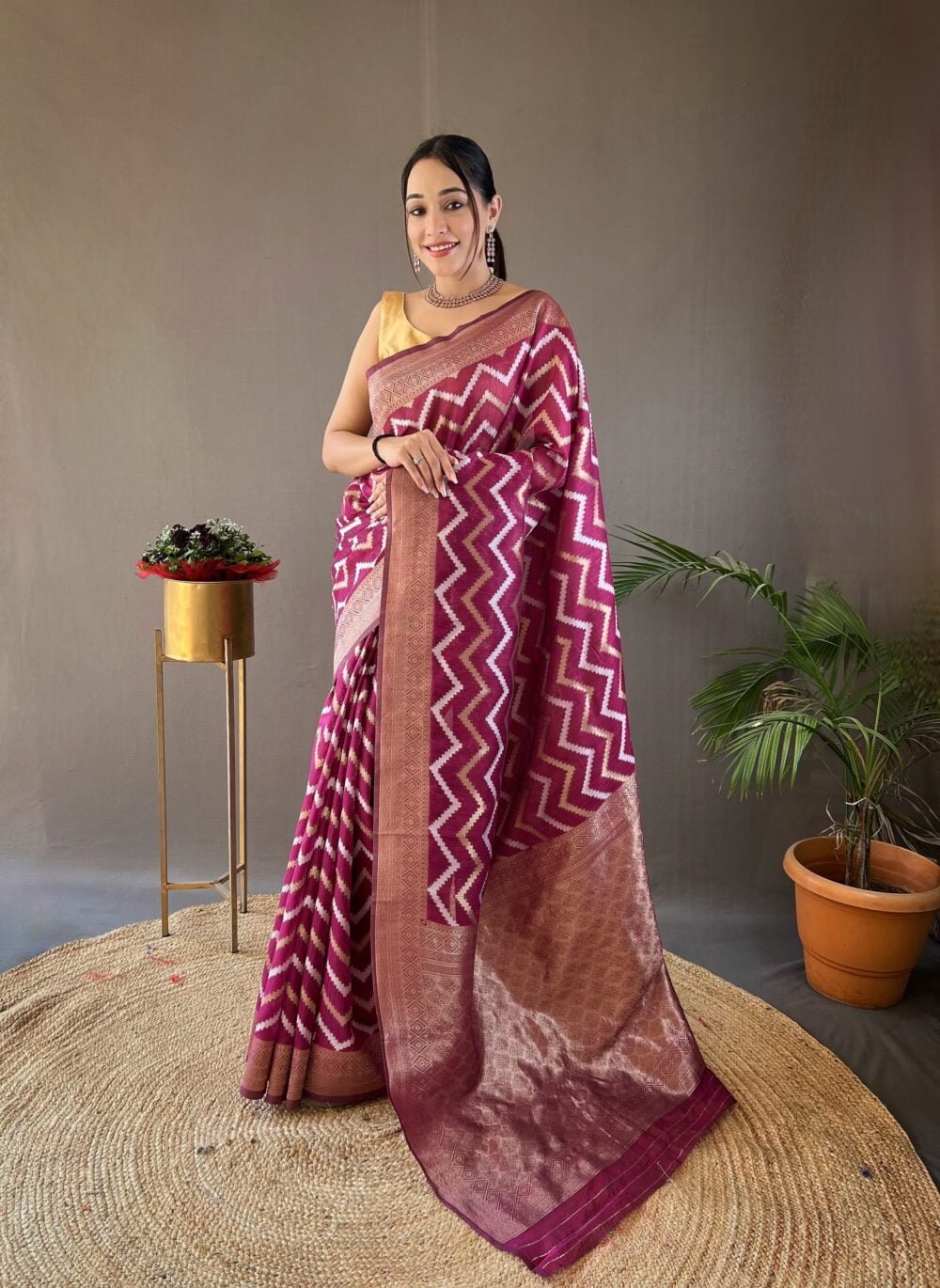 Pure linen cotton saree