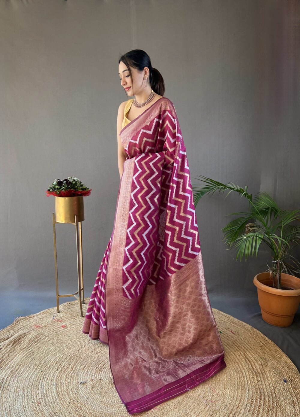 Pure linen cotton saree