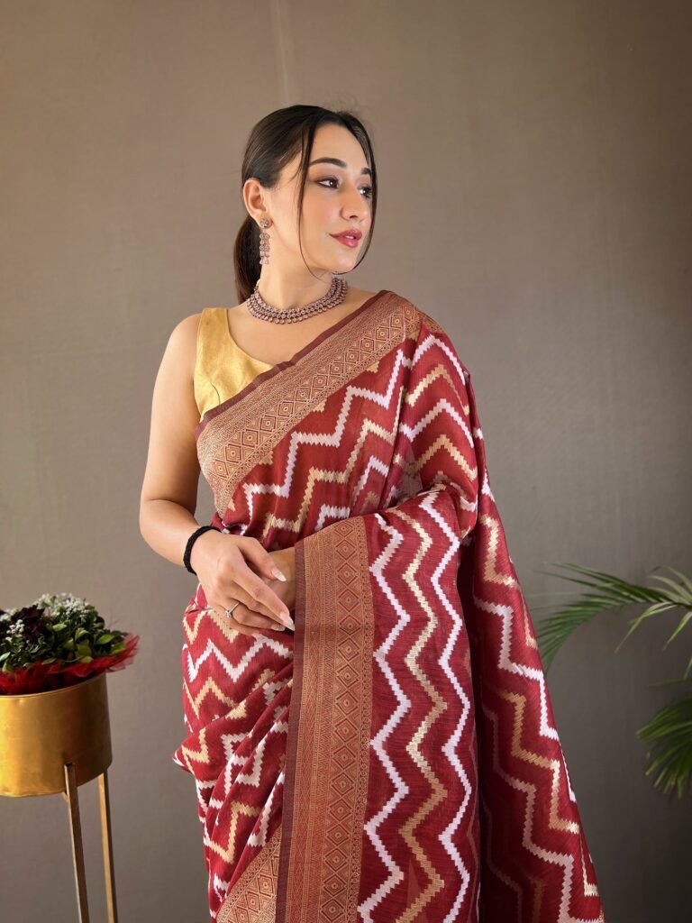 Pure linen cotton saree