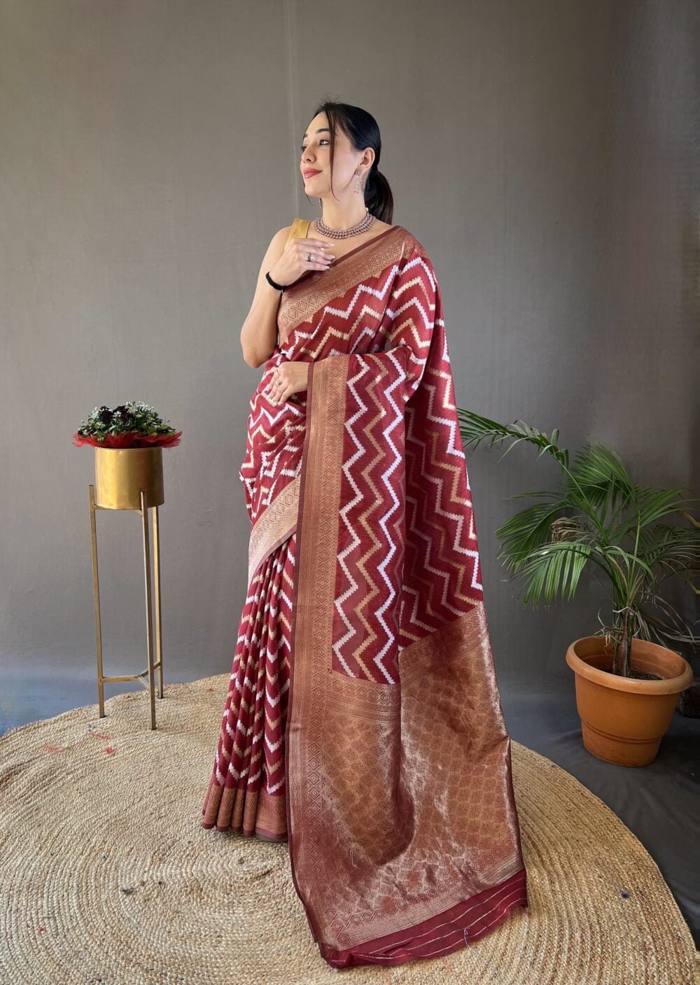 Pure linen cotton saree