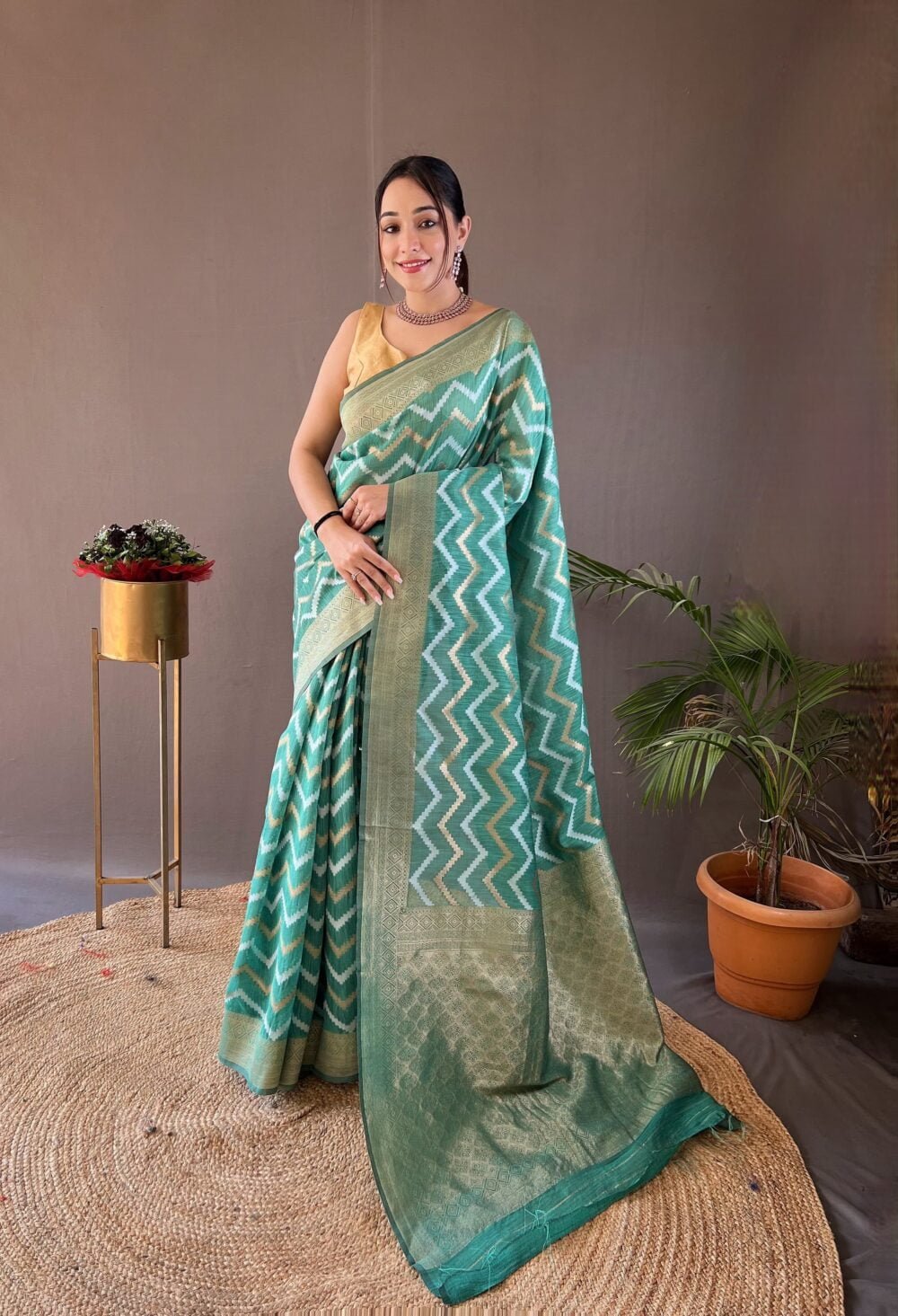 Pure linen cotton saree