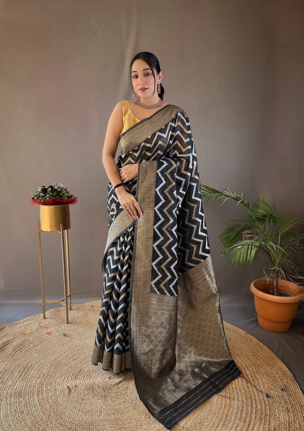 Pure linen cotton saree