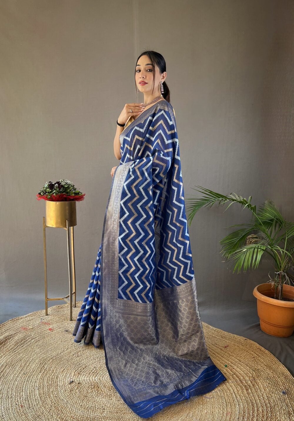 Pure linen cotton saree