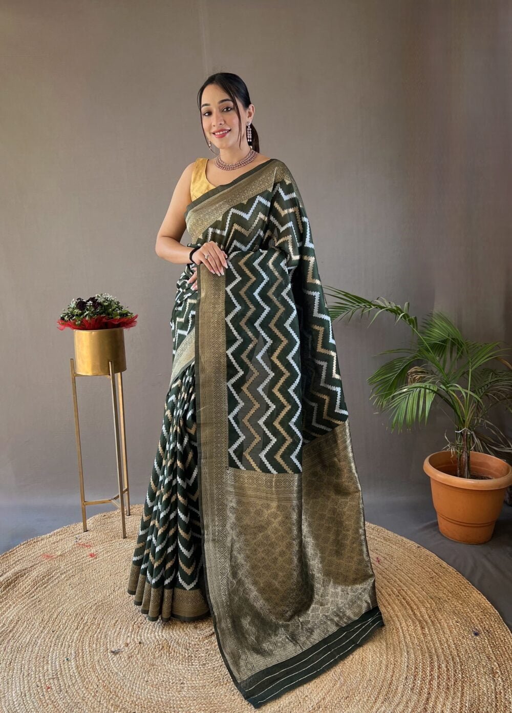 Pure linen cotton saree