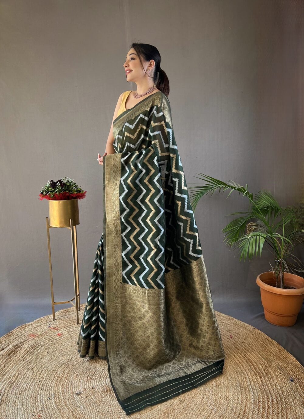 Pure linen cotton saree